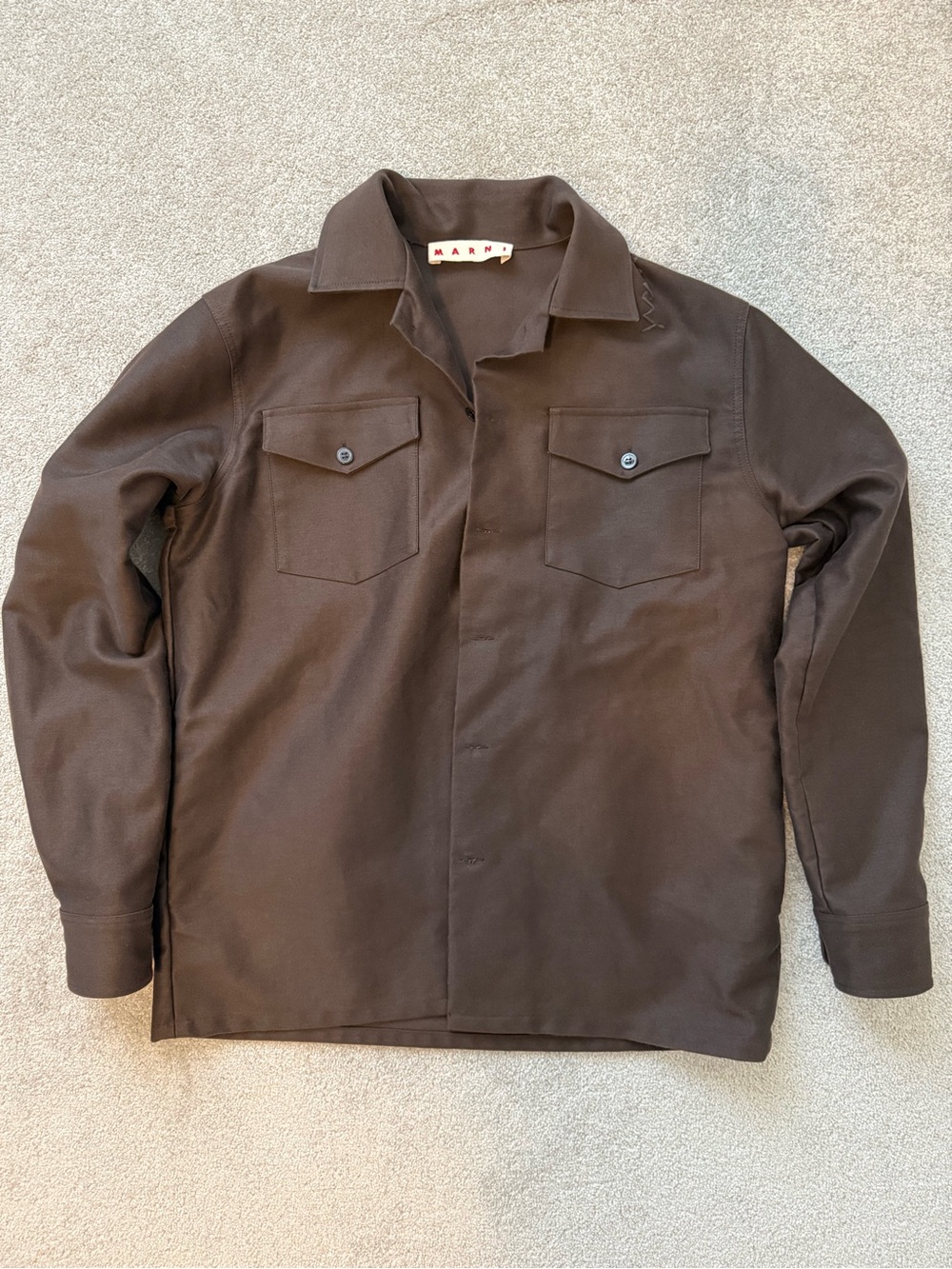 Marni Organic Cotton Brown Over Shirt - Size 50